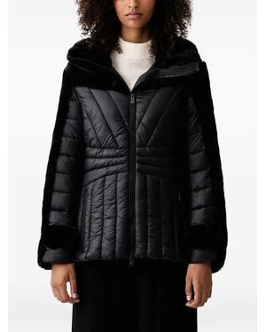 DKNY Faux-Fur Trim Quilted Jacket - Black