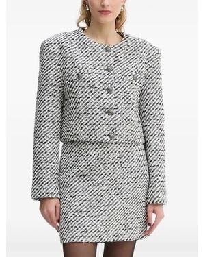 Gestuz Tweed Button-Detailed Jacket - Grey