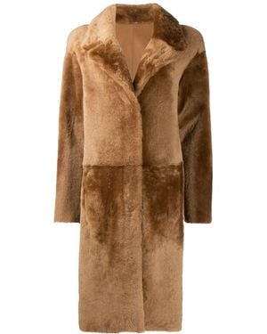 DROMe Textured Shearling Coat - Brown