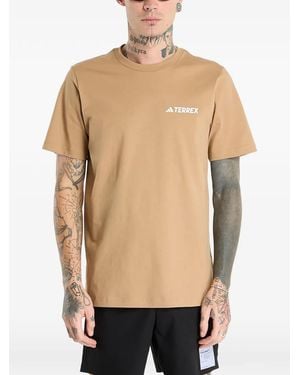 adidas Logo-Print T-Shirt - Natural