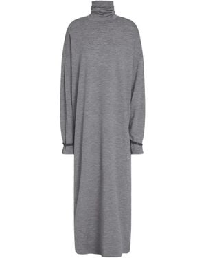 Brunello Cucinelli Roll-Neck Monili-Trim Maxi Dress - Grey