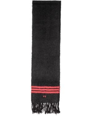 Y-3 Gestreifter Schal Mit Logo-Stickerei - Schwarz