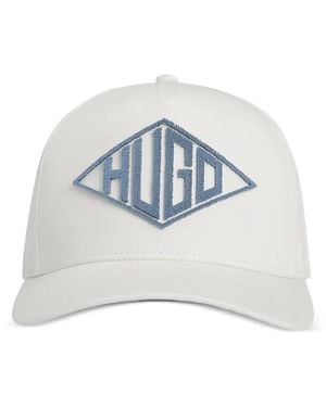 HUGO Curved-Peak Branded Cotton Cap - White