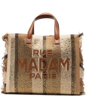 RUE MADAM PARIS Casablanca Fringed-Edge Tote Bag - Brown