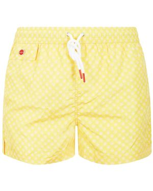 Kiton Flower-Print Drawstring Swim Shorts - Yellow