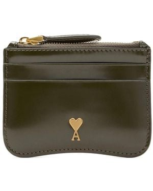 Ami Paris Paris Paris Leather Card Holder - Green