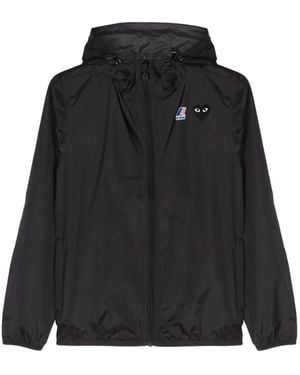 COMME DES GARÇONS PLAY X K-Way Logo-Patch Hooded Jacket - Black