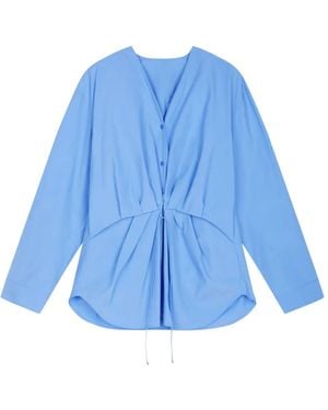 JNBY Drawstring-Waist Draped Shirt - Blue