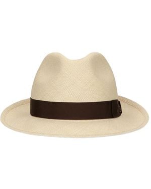 Borsalino Straw Fedora Hat - White