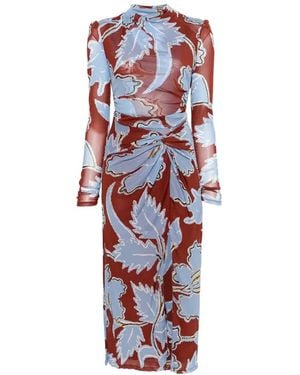 Diane von Furstenberg Amadis Floral-Print Ruched Midi Dress - White