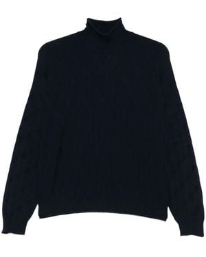 Emporio Armani ケーブルニット タートルネックセーター - ブルー