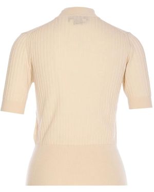 Fendi Ribbed High-Neck Jumper - Natural