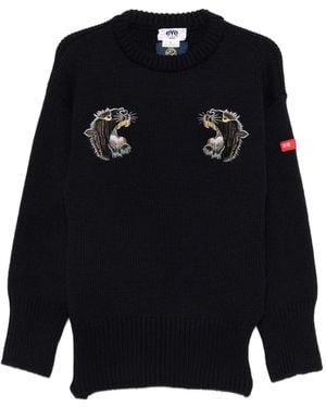 Junya Watanabe Embroidered Crew-Neck Jumper - Blue