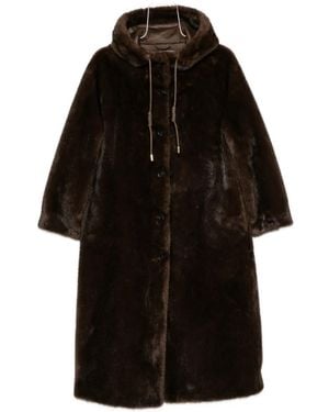 ERMANNO FIRENZE Hooded Faux-Fur Coat - Black