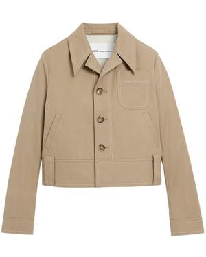 Ami Paris Buttoned Cropped Jacket - Natural