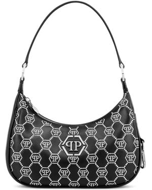 Philipp Plein Logo Embellished Shoulder Bag - Grey