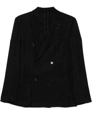 Lardini Double-Breasted Wool Jacket - Black