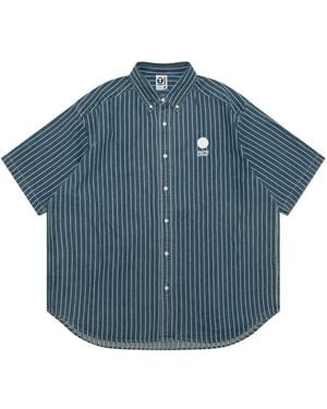 Aape By A Bathing Ape Striped Button Shirt - Blue
