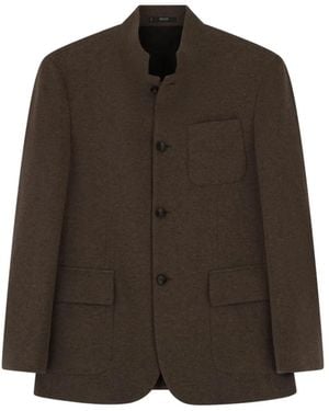BOGGI Blazer Guru-Collar Padded Wool Cashmere - Brown