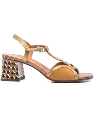 Chie Mihara Letouche T-Strap Patterned Sandals - Natural