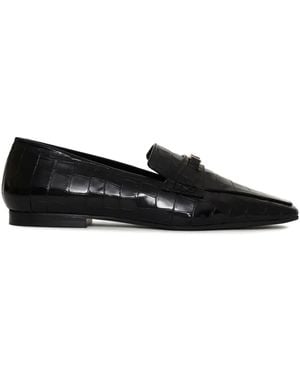 Anine Bing Freya Crocodile-Embossed Loafers - Black
