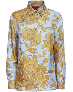 La DoubleJ Floral-Print Silk Shirt - Grey