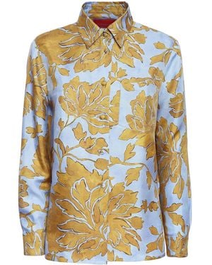 La DoubleJ Floral-Print Silk Shirt - Grey