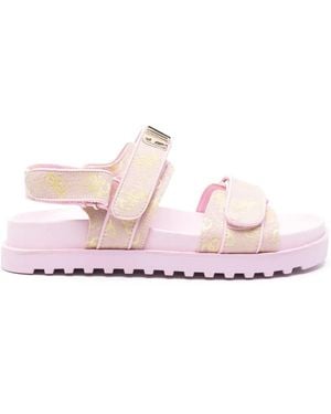 Guess モノグラムジャカード サンダル - ピンク