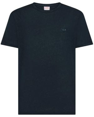 Sun 68 Linen-Flax T-Shirt - Blue