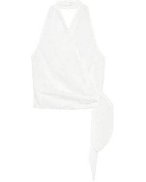 St. Agni Pinstripe Wrap Top - White