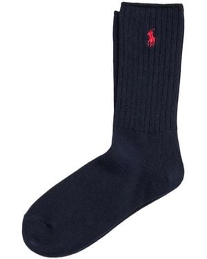 Polo Ralph Lauren Chaussettes Côtelées Brodées Avec Motif Poney - Blue