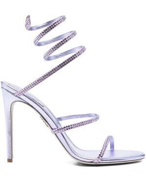 Rene Caovilla 115Mm Crystal Ankle Wrap Heeled Sandals - White