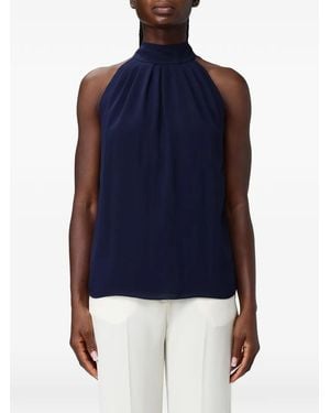 Hanita Pleated Halterneck Blouse - Blue
