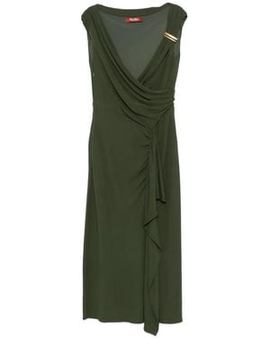 Max Mara Taureo Draped Ruffled Midi Dress - Green