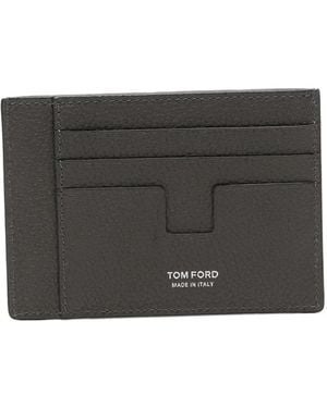 Tom Ford T-Line Grained Leather Cardholder - Grey