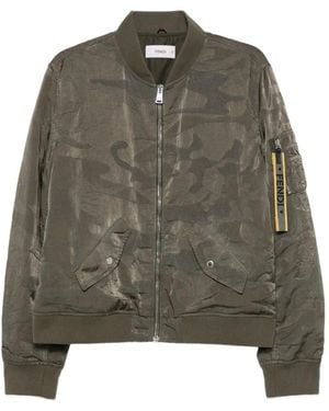 Fendi Camouflage-Pattern Bomber Jacket - Green