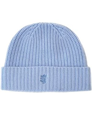 Pringle of Scotland Ribbed Cashmere Beanie - Blue