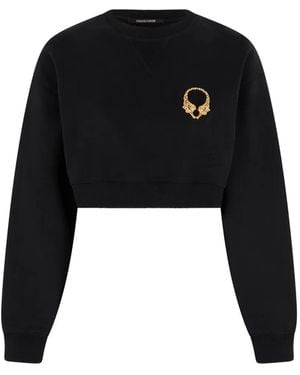 Roberto Cavalli Cropped-Pullover Mit Tigermotiv - Schwarz