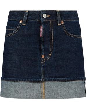 DSquared² Cimosa Authentic Japanese Denim Mini Skirt - Blue