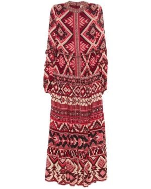FARM Rio Ainika Geometric-Pattern Maxi Dress - Red