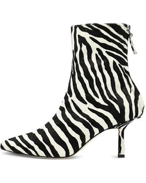 STUDIO AMELIA Petra Zebra-Print Ankle Boots - Black