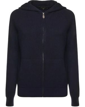 Loro Piana Cárdigan con capucha y cremallera - Azul