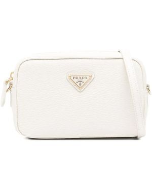 Prada Satchel-Tasche mit Logo-Schild - Weiß