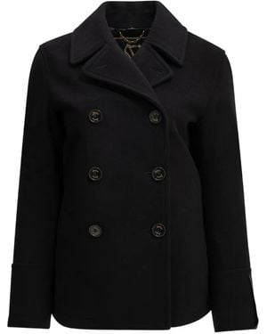 Sealup Double-Breasted Coat - Black