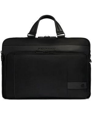 Piquadro Leather-Panelled Laptop Bag - Black