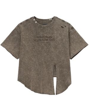 Musium Div. Distressed Split-Back T-Shirt - Grey