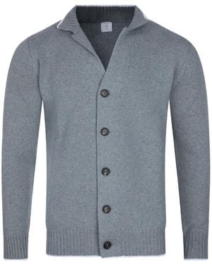 Eleventy Button-Up Wool Cardigan - Blue
