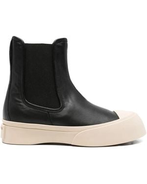 Marni Elastic-Panel Leather Boots - Black