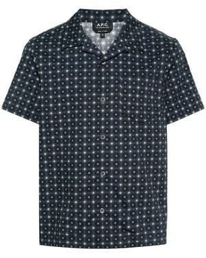 A.P.C. Lloyd Geometric-Print Cotton Shirt - Blue