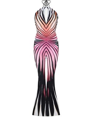Roberto Cavalli Ray Of Paradise Print Jumpsuits - Red